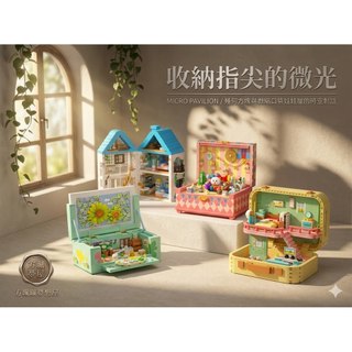 ▲方珮珮夢想屋▲袖珍屋積木 口袋房間玩具 樂高相容 掌上型音樂盒 辦公室桌上擺飾 療癒小物 生日禮物 送女生禮物 微顆粒