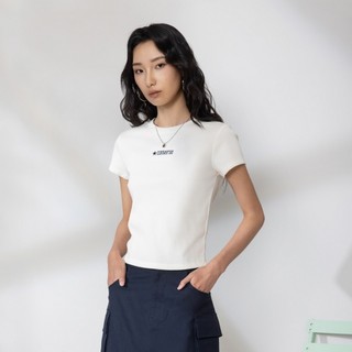 CONVERSE SORONA RIB SLIM TEE EGRET 女 短袖上衣 WCJ768-W2Y