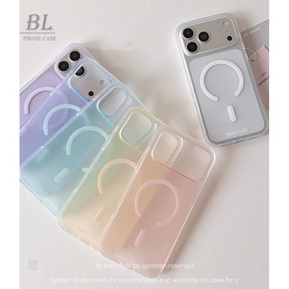 ins透明磨砂膚感英文磁吸圈全包 適用iPhone 18Pro 17 16 15 Pro Max i15 i16 手機殼