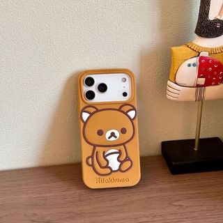 可愛的卡通Rilakkuma平板手機殼相容iPhone17 Pro Max 17 16 15 14趣味風格防震保護後蓋