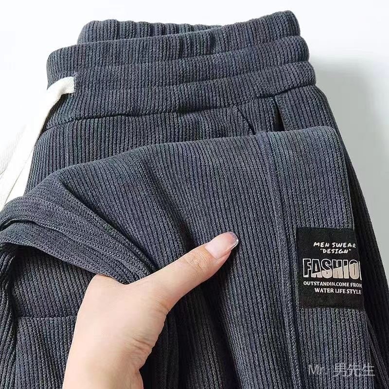 【MR.男先生】臺灣出貨 免運 男秋冬束腳褲 燈芯絨休閒褲男士褲子 加絨加厚冬季長褲衛褲 春秋款男條絨運動褲潮