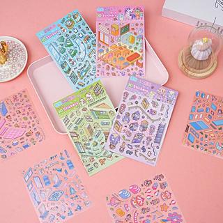 臺灣出貨🌸場景造景貼紙小紅書同款韓系解壓免剪趣味微縮小屋可愛卡通DIV貼