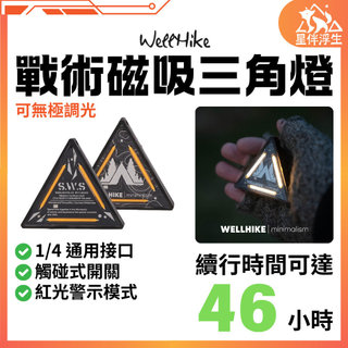 【隔日到貨.現貨免運】WELLHIKE戰術磁吸三角燈 贈掛繩掛扣 小夜燈 露營 LED燈 警示燈 自行車燈 星伴浮生