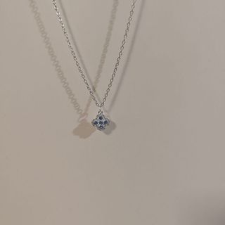 ❤店鋪精選❤Vintage 古著 Four-leaf clover 幸運藍晶四葉草項鍊