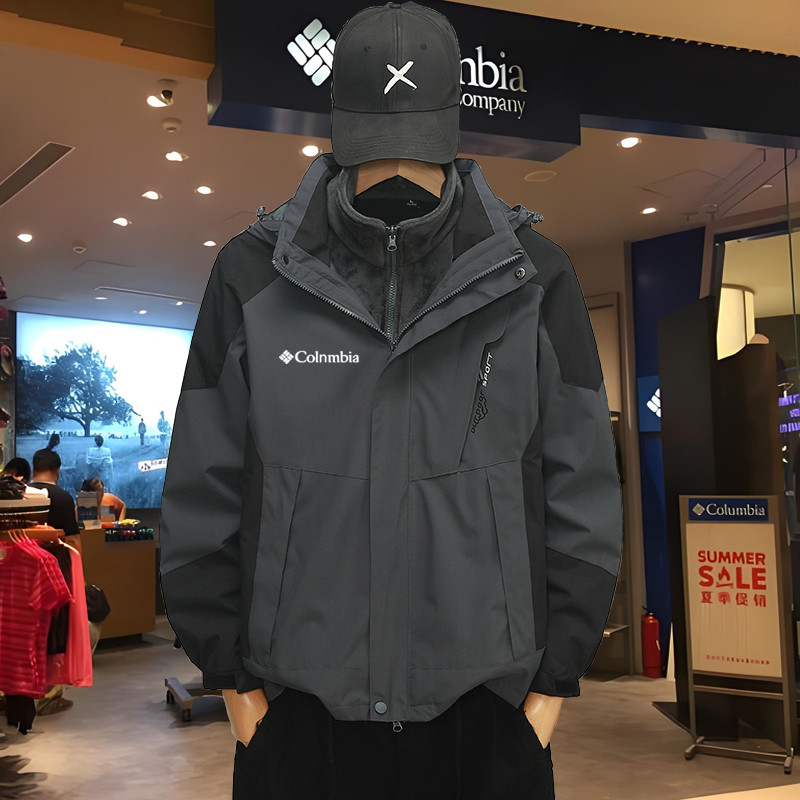 Columbia 戶外衝鋒衣男三合一可拆卸內膽防風防水登山服外套女潮