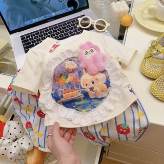 Mimo⭐兒童夏季女童韓版卡通立體短袖寶寶休閒體恤