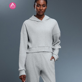 AirActive 寬鬆連帽運動衛衣女針織百搭春秋上衣短款通勤休閒套頭衫