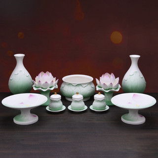 陶瓷蓮花燈果盤 香爐 小香爐 檀稥爐 彿爐 神明爐 香爐神明 淨稥爐 宣德爐 大香爐 敬稥爐花插佛具用品 大全套裝蓮花