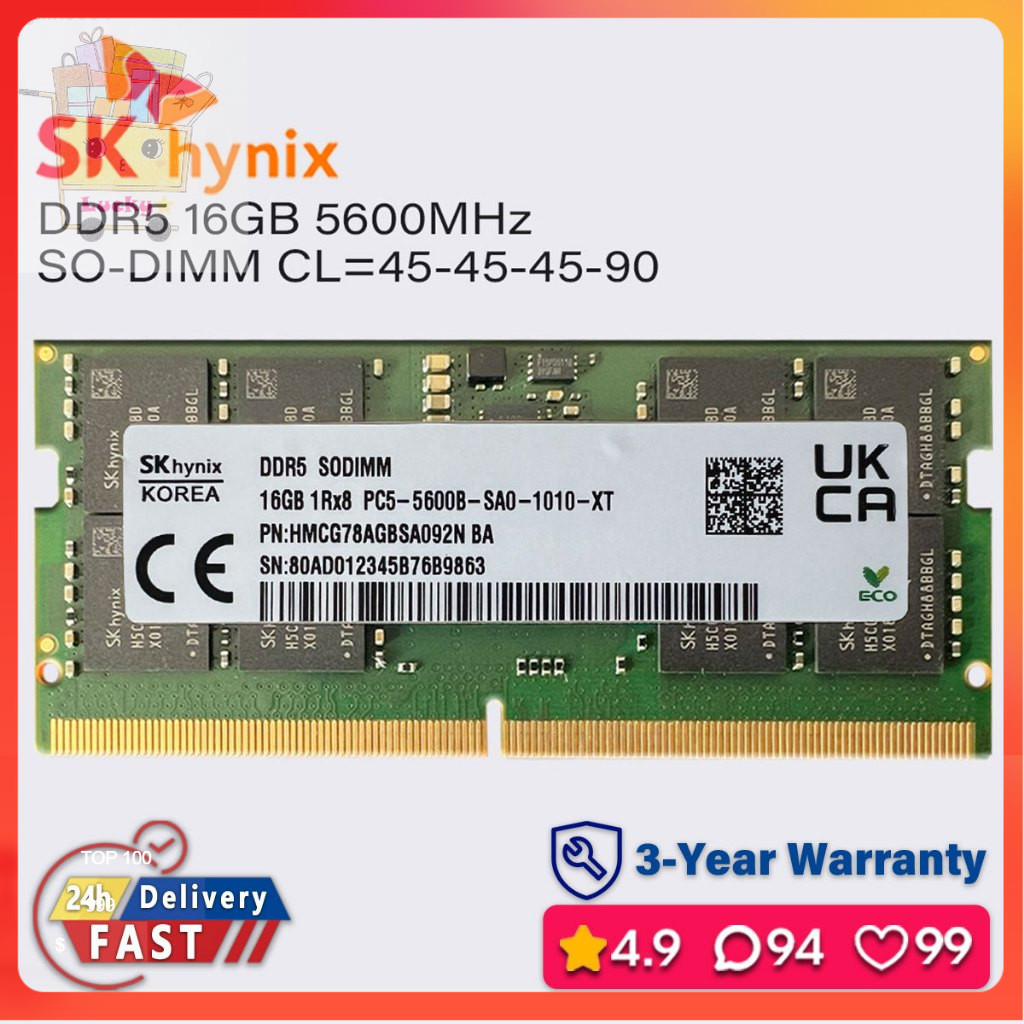 🔥Sk hynix 海力士 ddr5 8gb 16gb 32gb 5600mhz sodimm 筆記本電腦內存44800