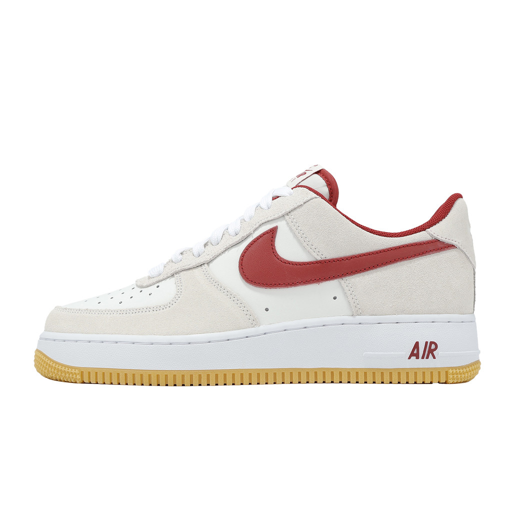 Nike 休閒鞋 Air Force 1 07 LV8 男鞋 米灰 紅 膠底 AF1 [ACS] IB6388-101