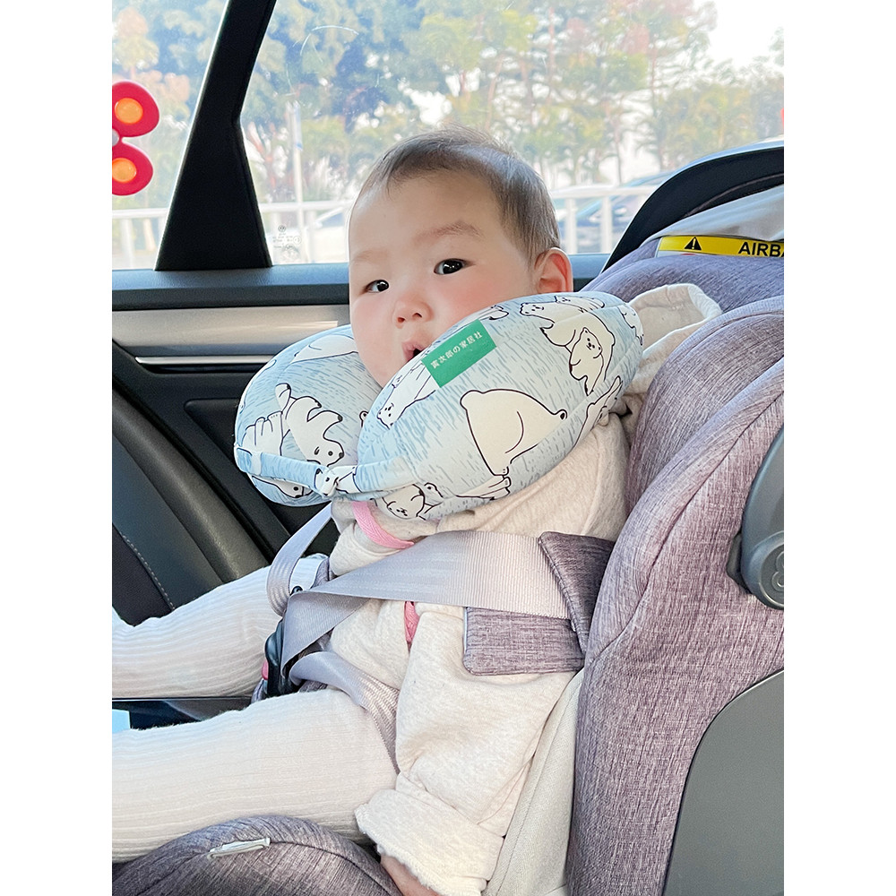 汽車安全座椅U型枕卡通嬰兒寶寶U型枕飛機午睡枕車用安全椅護頸枕頭便攜舒適睡覺