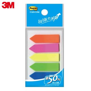 【好好生活館】3M Post-it利貼 可再貼非抽取式標籤 箭頭型- 五色(584-5) 便條紙/標籤貼紙