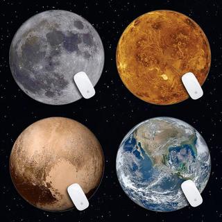 【滑鼠墊 高品質】台灣寄出 耐髒 金木水火土星地球月球圓形滑鼠墊小號創意星球學生桌墊電腦鍵盤墊