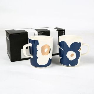 北歐芬蘭 Marimekko Unikko 咖啡杯 套裝 高顏值 情侶對杯 家用陶瓷杯子 禮品禮盒