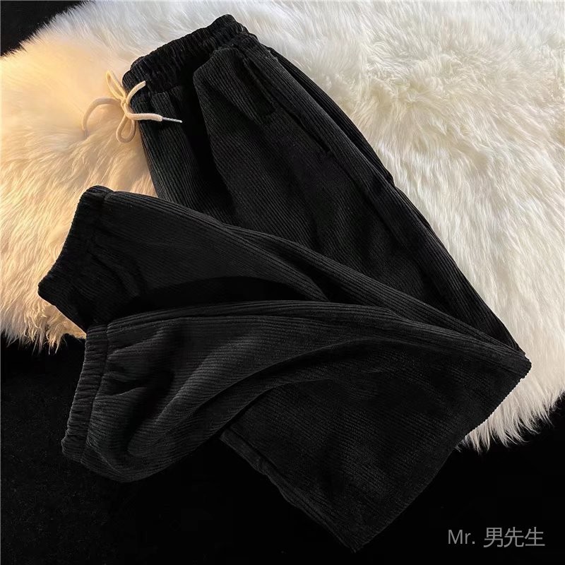 【MR.男先生】臺灣出貨 免運 男秋冬束腳褲 厚款燈芯絨褲子男士秋冬款束腳運動褲潮流條絨衛褲冬季休閒哈倫褲 EI4