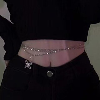 腰鍊 腰鏈 鑲鑽蝴蝶腰鍊 辣妹腰鍊 夏季腰鍊 人氣款腰鍊 時尚百搭腰鍊 流蘇項鍊配飾 女款腰鍊 多層腰鍊 連身裙腰鍊 收