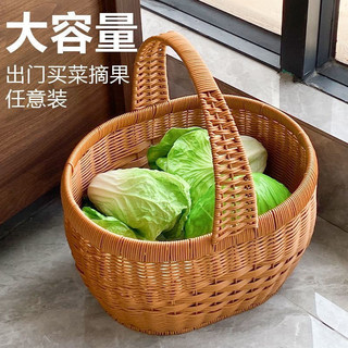 🔥臺灣出貨🔥仿藤新款編織提籃水果籃雞蛋手提菜籃子手工野餐收納採摘購物籃XXZZ