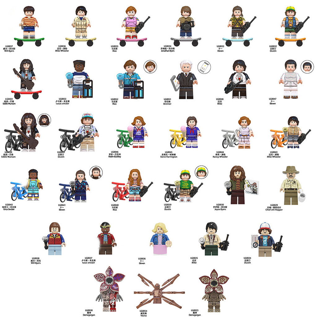 怪奇物語系列 達斯汀 拜爾斯 魔神 邁克 十一 馬克斯 埃迪芒森 南希 辛克萊 積木小人仔