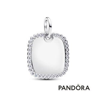 【Pandora】可鐫刻方形鑲邊吊飾 母親節禮物 520禮物 官方直營
