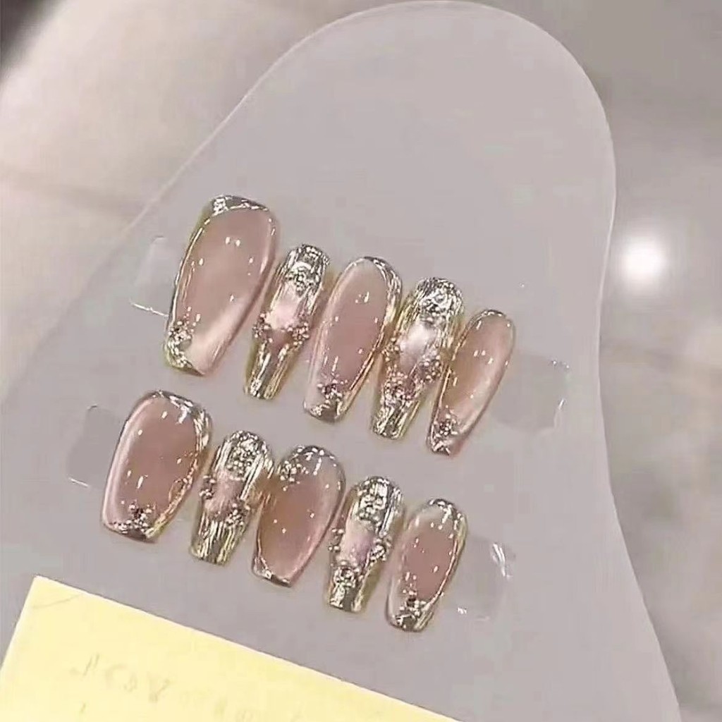 💌安嶼優選💌【2648人收藏】純手工穿戴甲假指甲貼片美甲成品粉色燈泡貓眼布契拉魔鏡奇跡天使穿戴甲 FUEJ