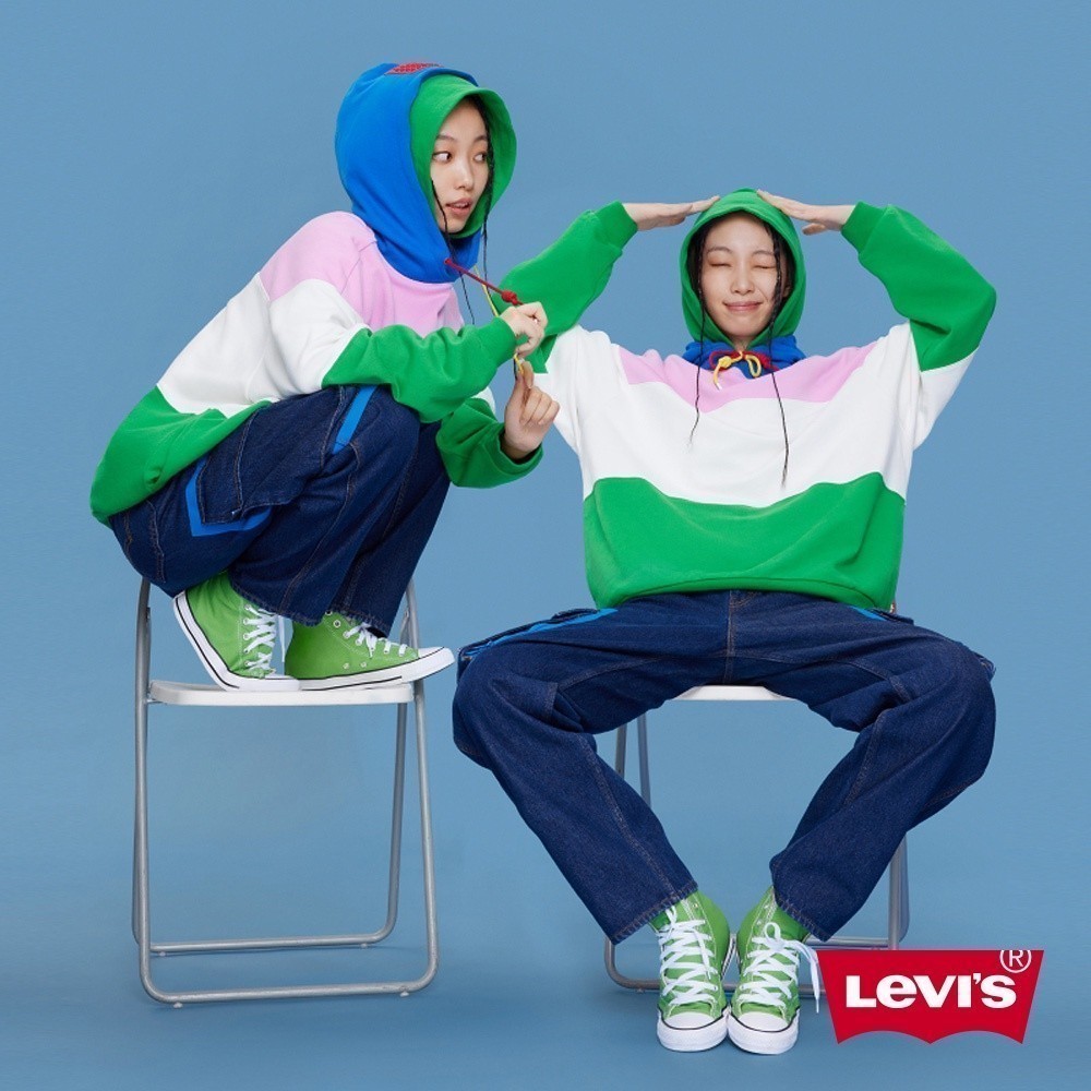 Levis X LEGO限量聯名 男女同款 寬鬆側口袋帽T/雙層連帽設計/樂高豆豆樂標牌 熱賣單品 A5438-0000