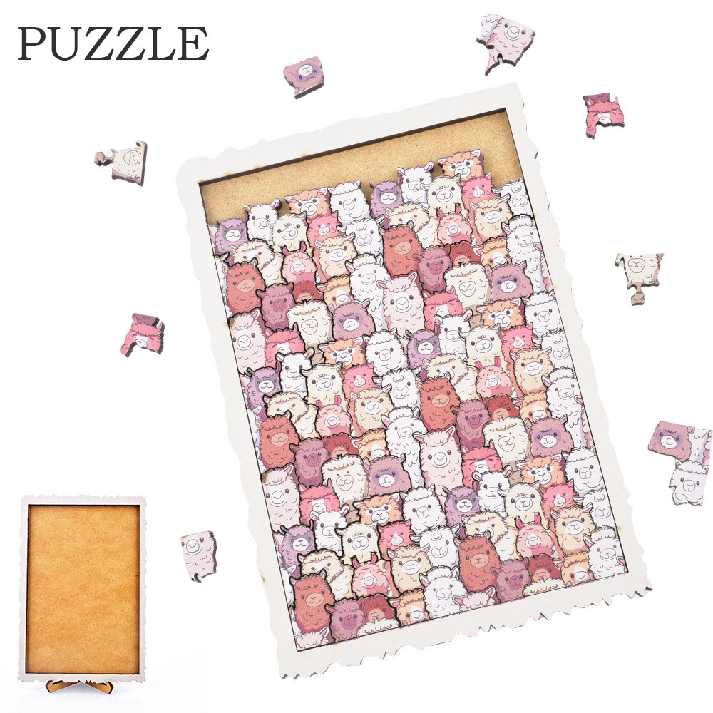《羊駝疊疊樂》異形拼圖 動物拼圖 不規則拼圖 puzzle高難度解壓益智趣味動物動物王國木製可愛桌面擺件