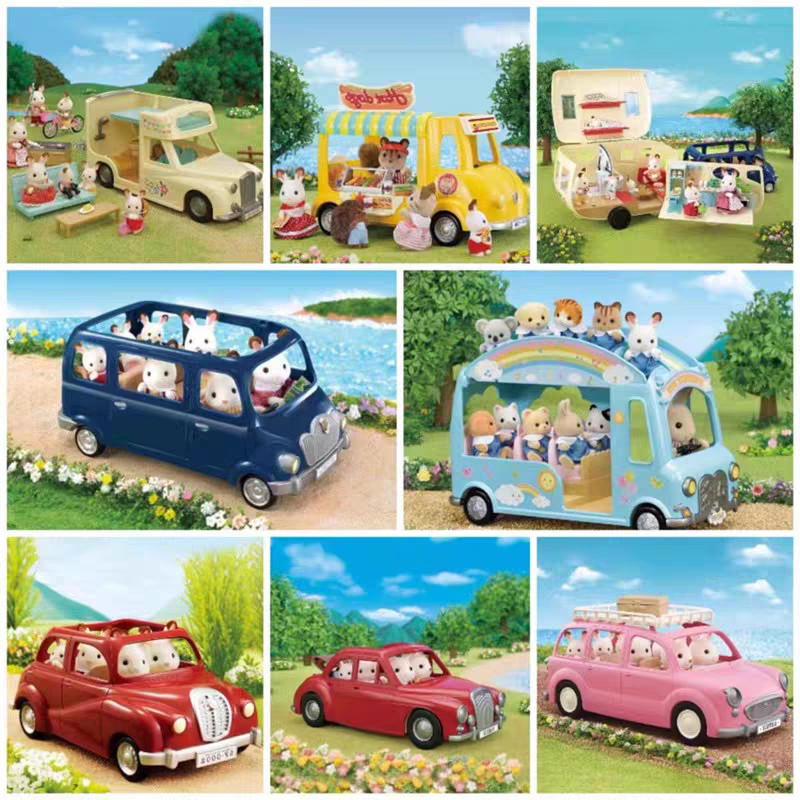 森林家族紅色家庭車熱狗餐車露营车家家酒玩具車禮物