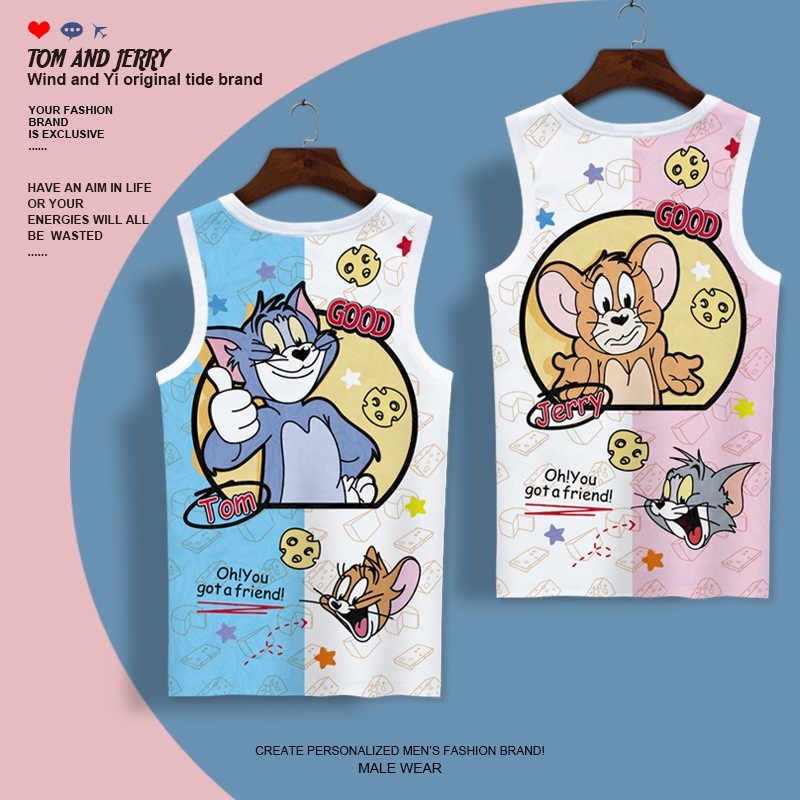 動漫商品無袖T恤男貓鼠情侶卡通速乾背心