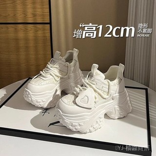 ✨可開發票#34內增高9cm老爹鞋女小個子ins春夏網麵鬆糕厚底小白鞋休閒運動鞋#免運