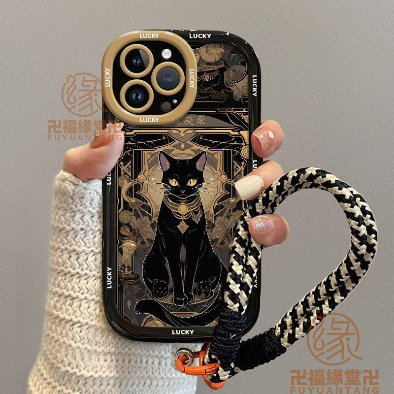 🙏🏻結緣小物🙏🏻發財手機殼 招財手機殼 招財黑貓iPhone蘋果12手機殻16promax全包15情侶14硅膠1