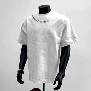 字元印花T恤情侶2025風格民族寬鬆23品牌短袖英文上衣潮流男女2025美式小眾new百搭通用新款設計 QILG