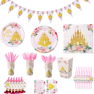 ✨Meiqi Party✨ 新款公主城堡派對桌布 女孩生日party桌布聚會Once Upon a Time