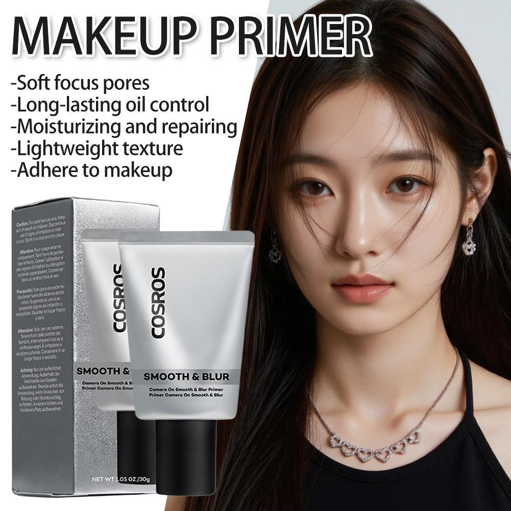 妝前乳 Smooth Blur Primer Smooth 無孔保濕妝前乳基礎化妝品面部 C6z7