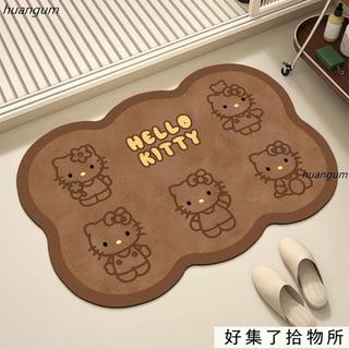 Kitty地毯美拉德豹紋復古矽藻防滑地墊hello Kitty浴室廁所衛生間吸水腳墊 地墊 地毯 踏墊V6S24