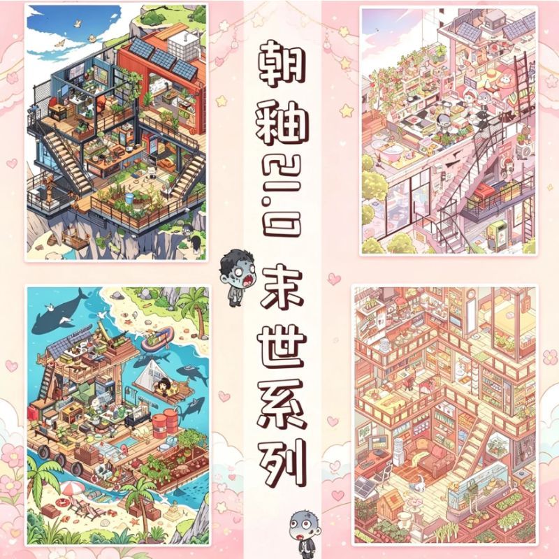 【新品】 朝釉重生末世生存特油微縮場景建築造景貼紙遊戲diy手工解壓城市 @叄年二班6/25