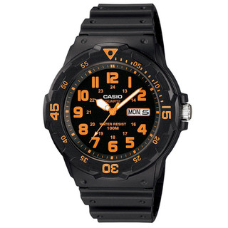 CASIO 潛水風 學生錶 指針錶(MRW-200H-4B)-黑/橘刻度/47.9mm