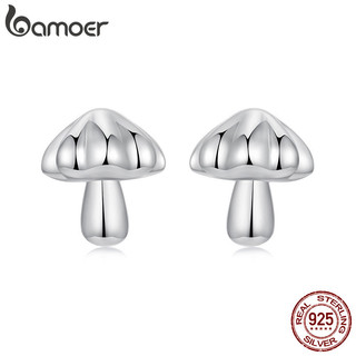 Bamoer 925 純銀耳環可愛蘑菇設計珠寶女士禮物
