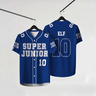 SUPER JUNIOR Team Member V領開衫棒球服運動上衣球衣舒適透氣百搭