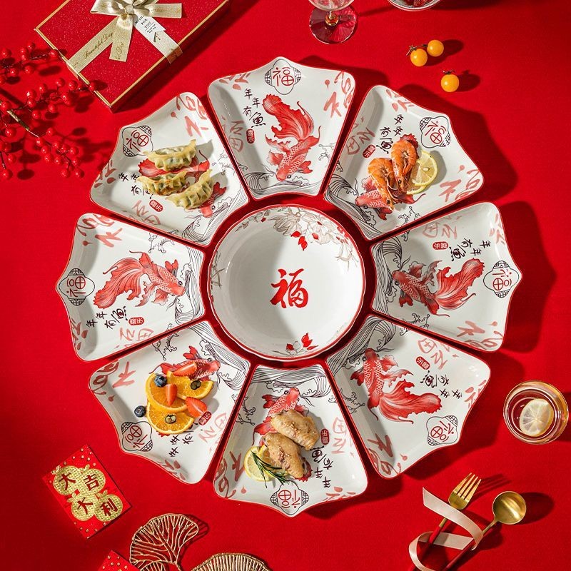 🌞好貨優選🌞團圓拼盤餐桌組合飯碗盤子家用過年盤子全一整套各種拼盤子組合裝限时下杀