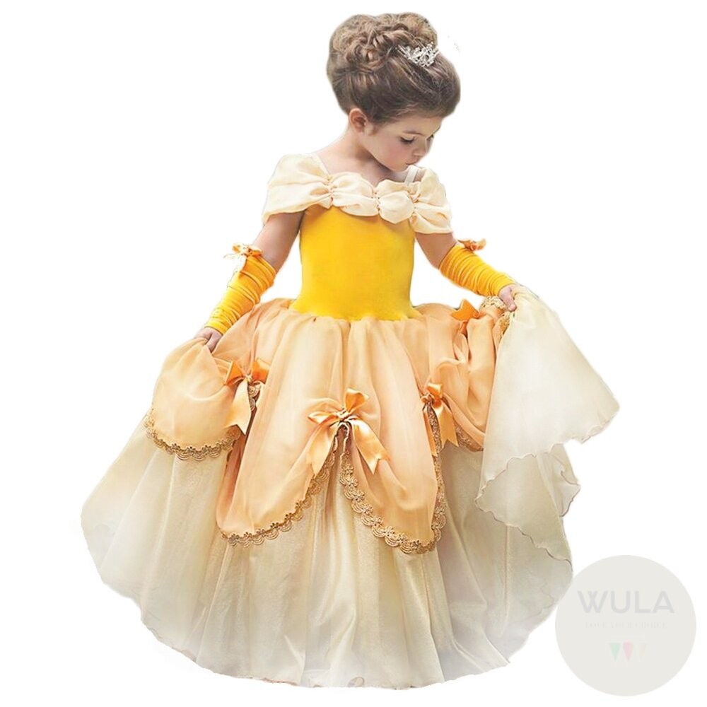 美女與野獸-貝兒公主款4(兒童版) 台灣發票 WULA烏拉 貝兒洋裝  迪士尼貝兒公主裙裝 迪士尼公主裙裝 貝兒公主裙