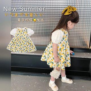 Mimo⭐女童碎花連衣裙小清新田園檸檬公主裙女寶寶夏裝