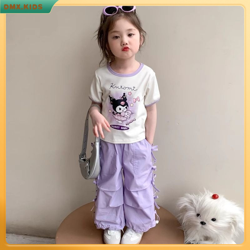 【DMX】庫洛米童裝 女童短袖套裝 庫洛米短袖兩件套 工裝褲 寶寶夏季兩件套 兒童套裝 庫洛米衣服 女孩套裝