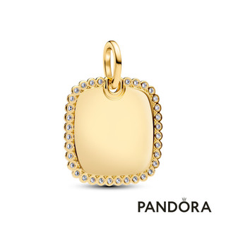 【Pandora】可鐫刻方形鑲邊吊飾 母親節禮物 520禮物 官方直營