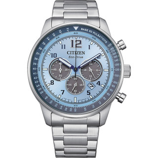 CITIZEN 星辰 Chronograph系列 冰晶藍 光動能三眼計時腕錶 (CA4500-83M)