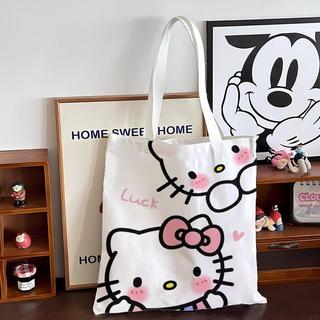 【桃園出貨🔥凱蒂貓 Hello Kitty 帆布袋 大容量單肩手提兩用包 適用學生上課、補習使用 學生上課包