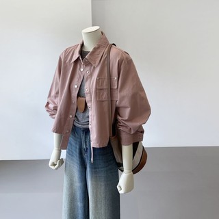 衣時尚 牛仔外套 開衫外套 牛仔衫上衣 S-XL 新款復古短款工裝小外套女韓版寬鬆顯瘦休閒設計感襯衫夾克-7925.