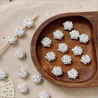 【新中式合金蓮花】手串 手鏈 項鏈 DIY 手工 飾品 散珠子 配件 銀蓮 串珠 蓮花串珠 手鍊 項鍊 珠子 配件