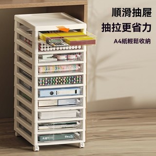抽屜收納盒化妝品首飾美甲收納櫃 透明帶輪學生a4檔案櫃多層置物架