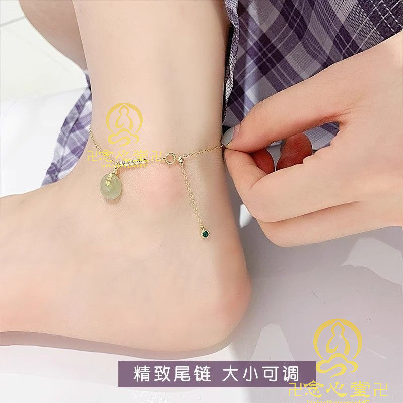 古風腳鍊 平安扣腳鏈玉女古風宮廷簡約個性腳腕飾品小衆輕奢足鏈百搭腳踝鏈