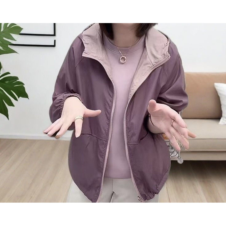 衣時尚 風衣外套 防風外套 機車外套 連帽外套 中大尺寸 L-5XL 新款中式雙面穿透氣寬鬆簡約薄款外套-7963.